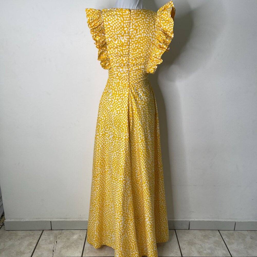 SIKA by Anthropologie Women's Yellow Marigold Ruffled Maxi Dress Size 4P - Picture 6 of 16